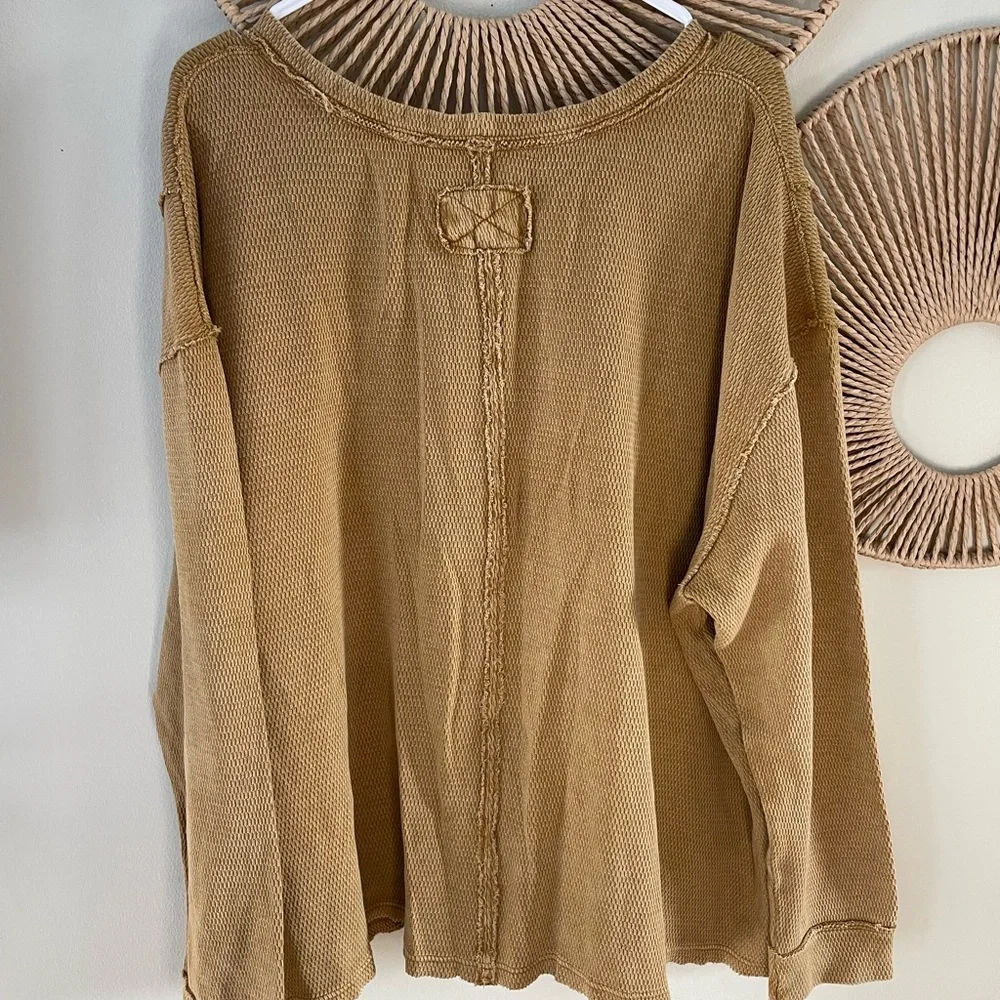 We The Free Camel Button-Up Cardigan Oversized Womens M - Picture 4 of 5